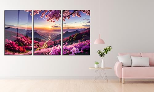 Scenery Tempered Glass Wall Art Painting for Living Room