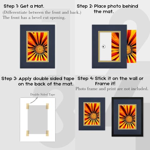 5 Pack Double mat 11x14 for 8x10 Photo Blue Over Gold