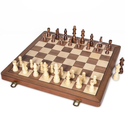 15" Wooden Chess Set with Magnetic Pieces