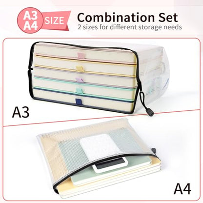 Black A3 A4 Mesh Zipper Storage Bags (24 Count)