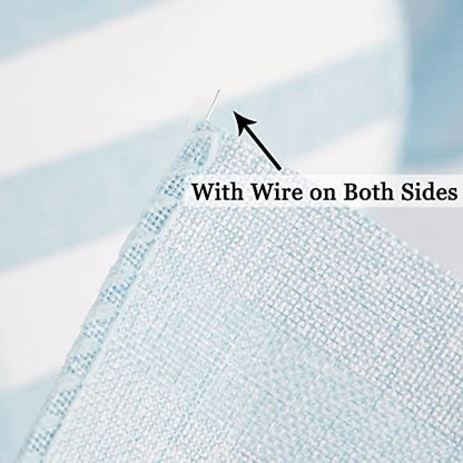 Blue White Stripe Ribbon 2.5 Inch Light Blue Wired Ribbon for Baby Boy Wreath (30 Foot)