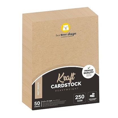 Kraft Cardstock Thick Paper 50 Sheets (50 Count)