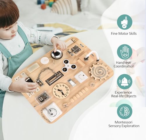 Large Wooden Busy Board for Toddlers