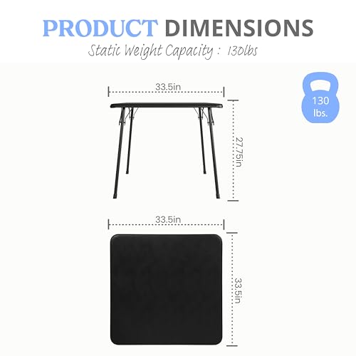 White 33.5" Square Folding Table