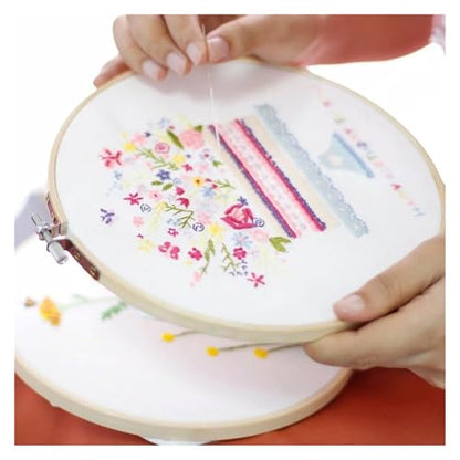 Embroidery Kits for Adults Full Range of Starter Including Instructions Stamped Cloth with Pattern Hoop Color Threads and Tools Punch Needle Kit