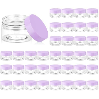 36 Pack 1 OZ Plastic Jars Clear Cosmetic Container with Lids (36 Count)