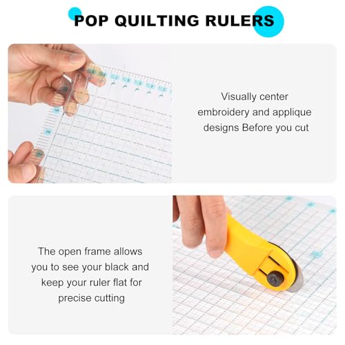 Acrylic Quilting Ruler 11.5" x 10.5" for Precise Fabric Cutting Quilt Rulers Quilting Sewing Tools Slotted Rulers
