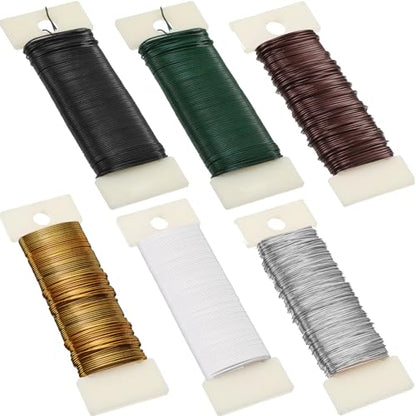 6 Rolls 112 Yards Floral Flexible Paddle Wire for Crafts Christmas Wreaths Tree 22 Gauge Floral Bind Wire Garland and Flower Arrangements DIY Craft (6 Count)