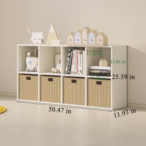 Wood Cube Storage Organizer Closet Cabinet for Living Room Bedroom Study Shelf Bookcase Wooden Floor Standing Open Bookshelf for Kids Home Office Display Storage Cabinet