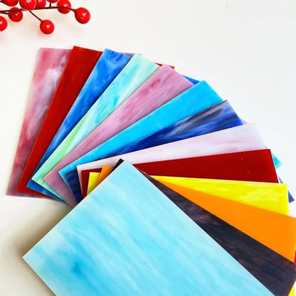 24 Sheets Stained Glass Sheet Rainbow Colors (24 Count)