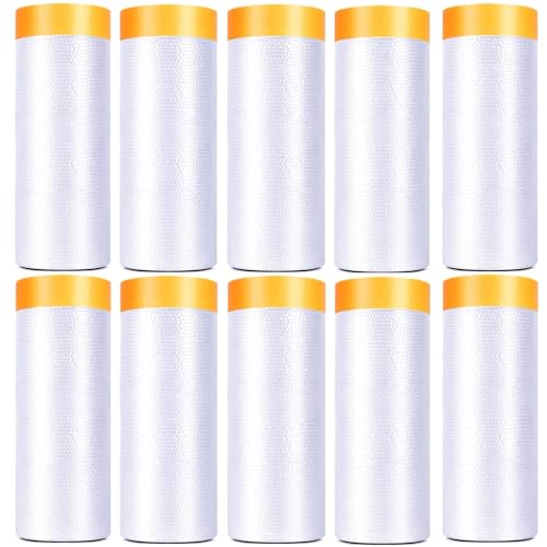 10 Rolls Pre Taped Painting Masking Film (196.79999999999998 Foot)