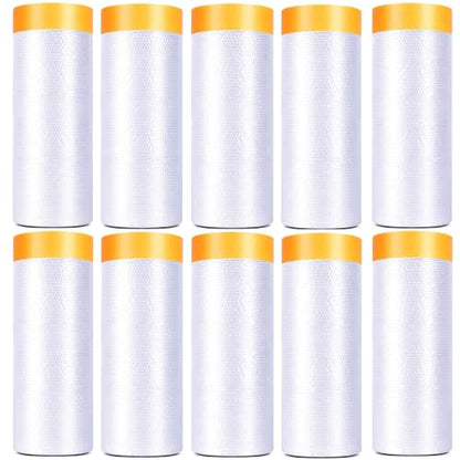 10 Rolls Pre Taped Painting Masking Film (196.79999999999998 Foot)