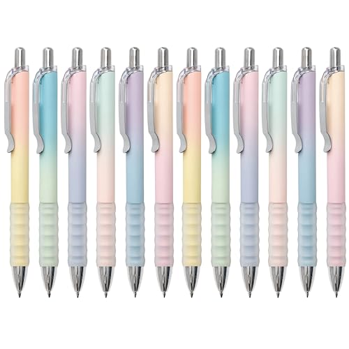 Gel Pens Fine Point 0.7mm Black Ink Gel Pen Retractable Cute Pens for Smooth Writing School Office Supplies (12 Count)