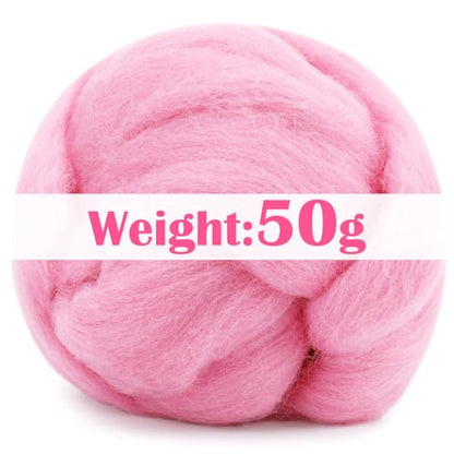1.76oz Pink Natural Wool Roving