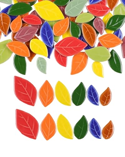 200g Mixed Sizes Leaves Mosaic Tiles for Craft Bulk