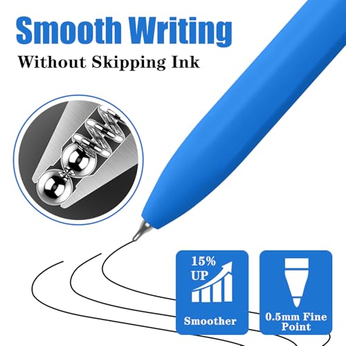 Pens 8 Pack Black Ink Gel Pens Ballpoint Smooth Writing Pens for Journaling