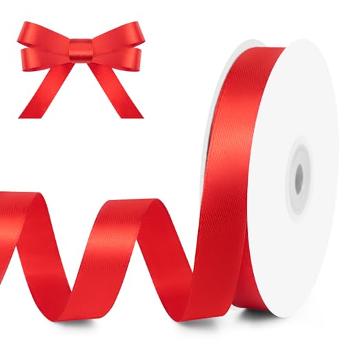 5 8" x 50 Yards Red Satin Ribbon Crafts Gift Wrapping (150 Foot)