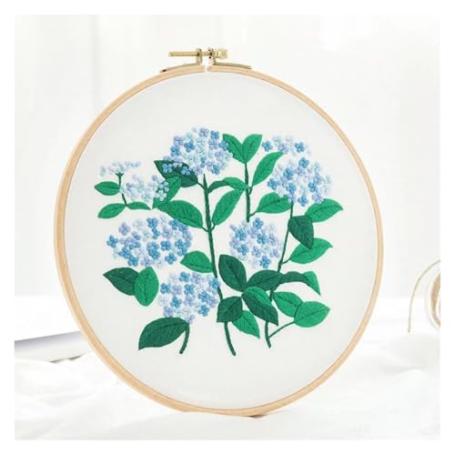 Embroidery Starter Kit 1Pack with Stamped Flowers Pattern with Cotton Fabric Hoops Color Threads and Tools for DIY Art Crafts Sewing Crafts for Adults