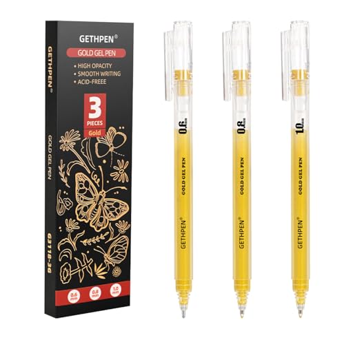 Gold Gel Pen Set (3 Count)