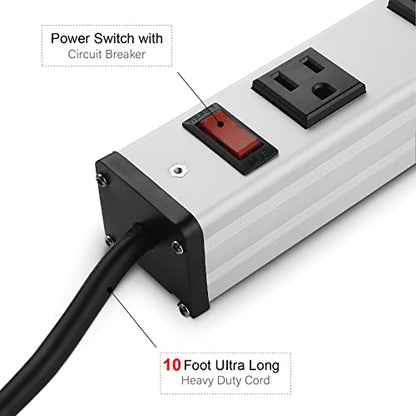 Long Heavy Duty Metal Power Strip