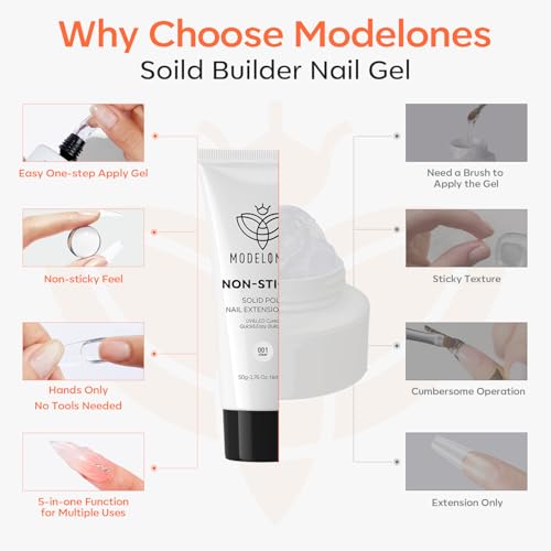 50g Clear Solid Builder Gel for Nails Poly Nail Gel Extension
