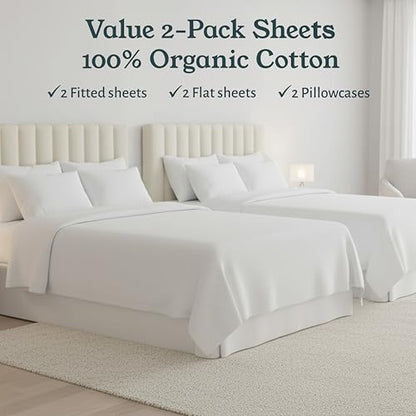 2 Pack Organic Cotton Twin XL Bed Sheets (2 Count)