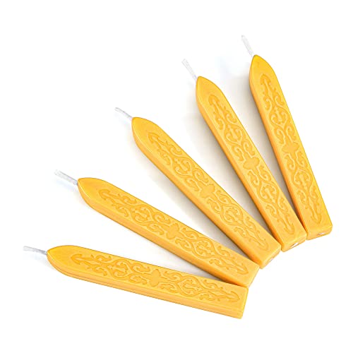 5Pcs Amber Gold Sealing Wax Sticks with Wicks for Wax Seal Stamp (5 Count)