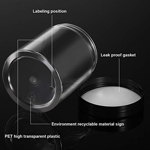 12 Pack 10 oz Plastic Container Jars with Lids Round Clear Travel Cosmetic Container Slime Jars for Toiletries (120 Count)