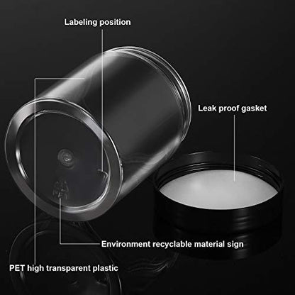 12 Pack 10 oz Plastic Container Jars with Lids Round Clear Travel Cosmetic Container Slime Jars for Toiletries (120 Count)