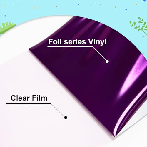 Metallic Foil Heat Transfer Vinyl Purple 12Inch*6FT Bundle Chrome HTV in Vibrant Colors for Stunning T