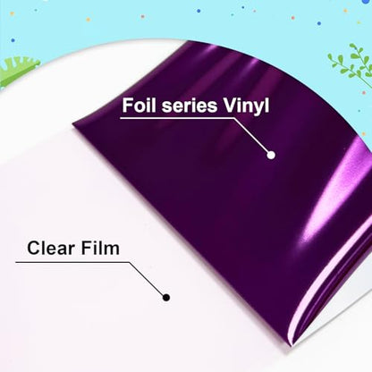 Metallic Foil Heat Transfer Vinyl Purple 12Inch*6FT Bundle Chrome HTV in Vibrant Colors for Stunning T