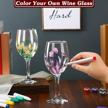 6 Sets Paint Your Own Acrylic Wine Glass Crafts DIY Painting Kit