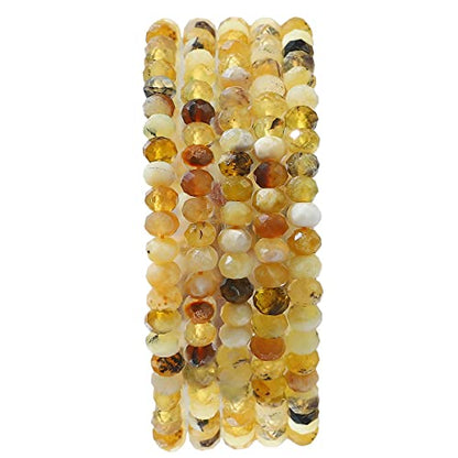 Natural Yellow Opal Beads 4x2mm 120pcs Faceted Rondelle Loose Semi Gemstone Beads for Jewelry Making Design (120 Count)