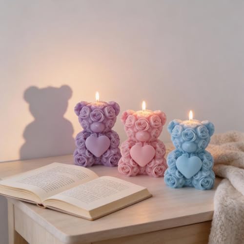 Large Rose Bear Candle Mold