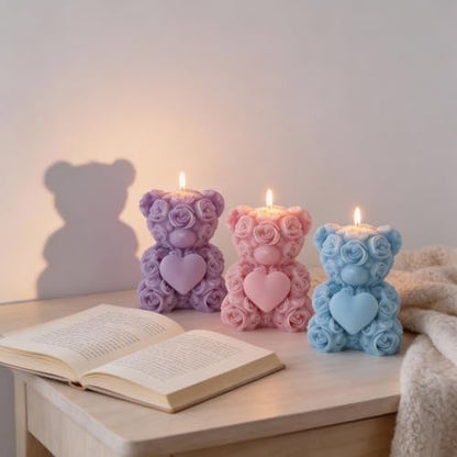 Large Rose Bear Candle Mold