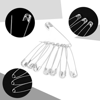 100 Pack Silver Safety Pins Assorted (100 Count)
