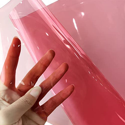 HYANG Light Pink Transparent PVC Super Clear Holographic Vinyl Faux Leather Sheets 1 Roll 12" x 47"