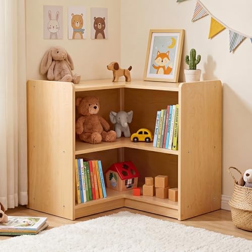 L Shape Montessori Bookshelf for Compact Corner Space