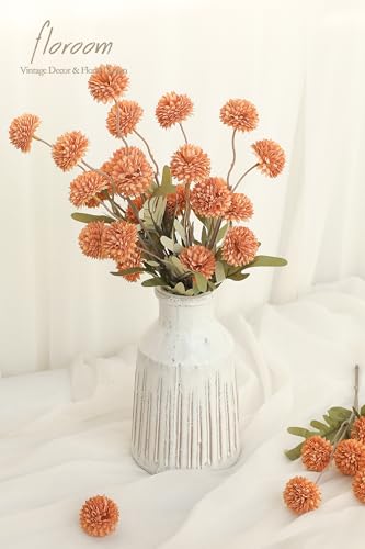 5pcs Burnt Orange Faux Silk Mums Artificial Flowers (5 Count)