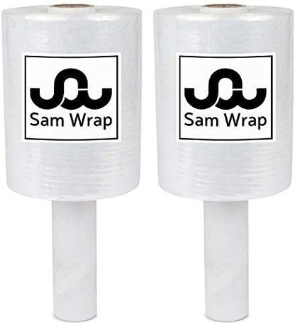 (R) Stretch Wrap 5" x 1000' Roll With Handle, 80 Gauge Extra Thick Durable Self-Adhering Plastic Wrap for Moving, Packing Wrap Industrial Strength, Clear Plastic Pallet Shrink (2 Pack)