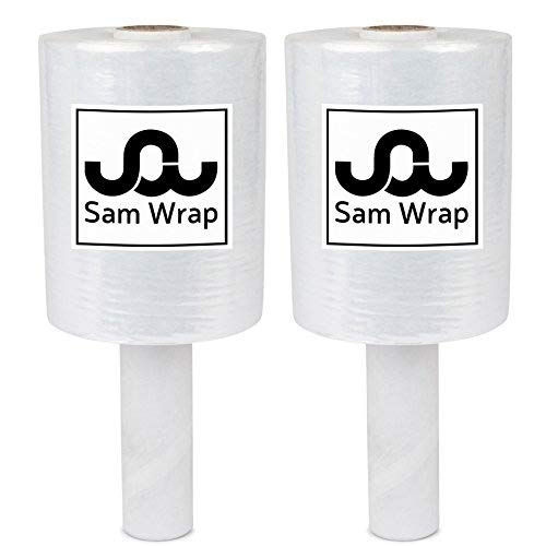 R) Stretch Wrap 5" x 1000' Roll With Handle, 80 Gauge Extra Thick Durable Self-Adhering Plastic Wrap for Moving, Packing Wrap Industrial Strength, Clear Plastic Pallet Shrink (2 Pack) (2 Count)