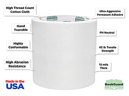 4 Inch White Book Repair Cloth Tape 15 Yard Roll
