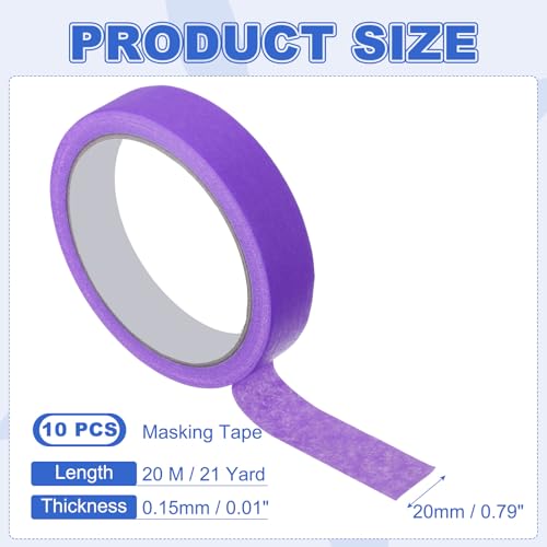 Masking Tape 0.8 Inch x 21 Yard Painter's Tape Purple Paint Tapes for DIY Crafts Arts Drawing Decoration Labeling Car Painting Artist Teachers