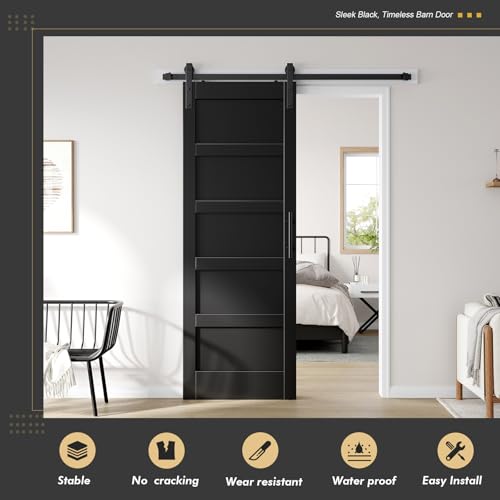 32x84 inch Black Barn Door Interior
