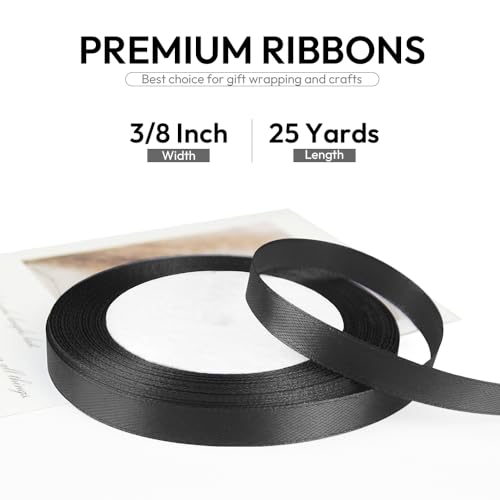 3 8 Inch 25 Yards Satin Ribbon Black