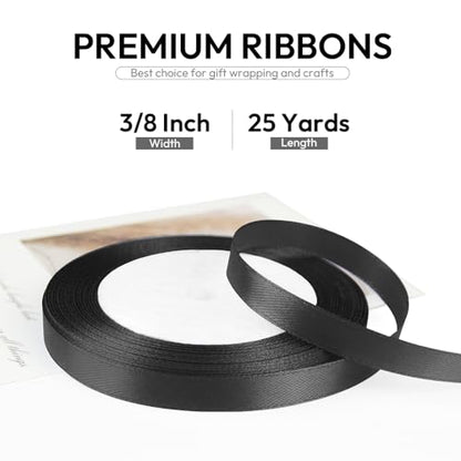 3 8 Inch 25 Yards Satin Ribbon Black