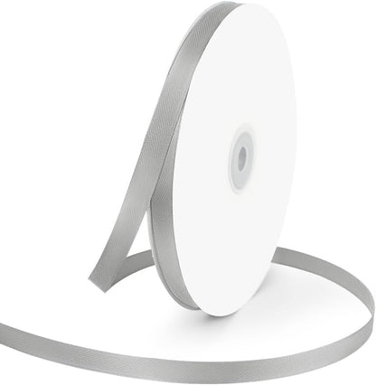 3/8" Wide x 100 Yards Single Face Polyester Satin Ribbon, Satin Ribbon for Crafts, Gift, Hair Bows, Wedding Party Decoration, Bow Making & Other Projects (Silvery) - Crafty Corner