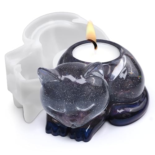 Cat Candle Holder Animal Cylinder Candle & Resin Mold