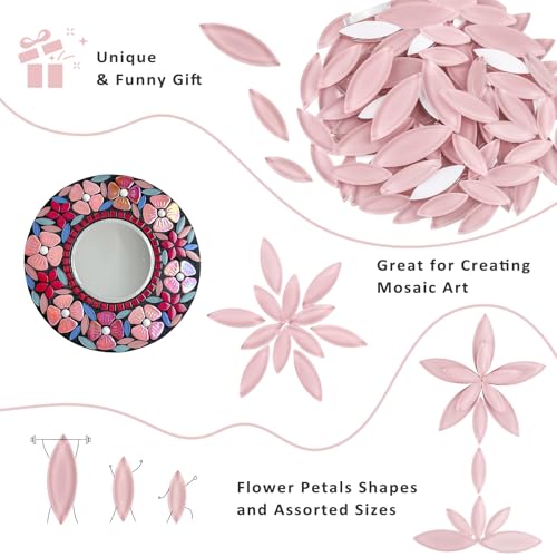 Pink Leaf Mosaic Tiles for Crafts Bulk