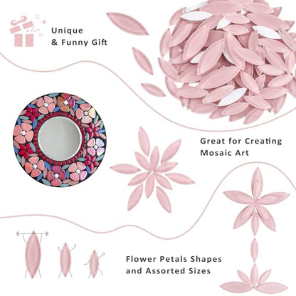 Pink Leaf Mosaic Tiles for Crafts Bulk